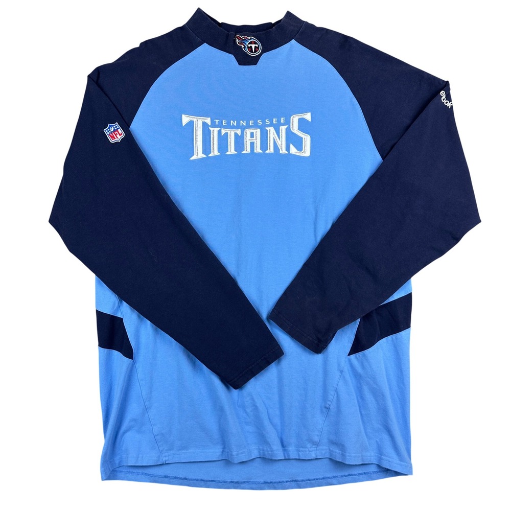 Reebok Tennessee Titans Long Sleeve Shirt Mens Large Blue NFL Mock Neck Athletic